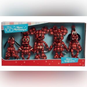 Disney100 Years of Wonder Retro Reimagined Plaid Fleece Plush Collector Set 5pk